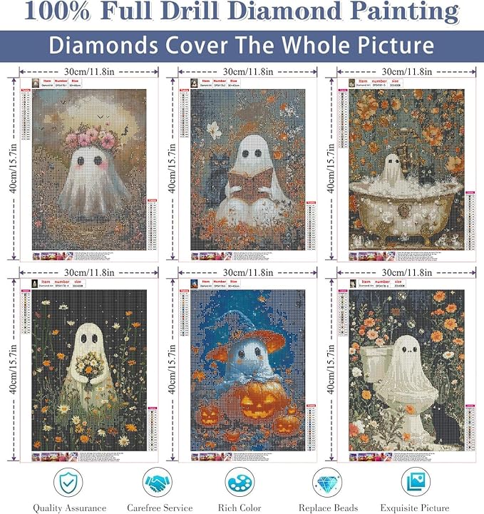 Diamond Art Kits for Adults,6 Pack Halloween Diamond Painting Kits 12x16in