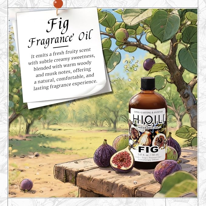 HIQILI Fig Fragrance Oil, DIY Perfume, Add to Bath & Body Products - 150ML