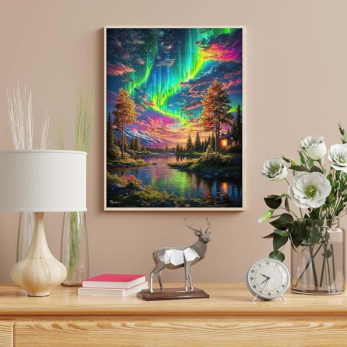 HITO Landscape Paint by Numbers Kit for Adults, Adult Paint by Number Kits | Aurora Paint by Numbers for Adults Beginner, Paint by Numbers for Gift Home Wall Decor 16x20 inch Frameless