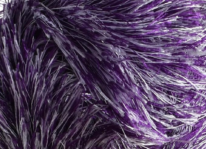 Eyelash Fun Fur Yarn Premium 100% Polyester 164 Yds (150 Mt), 3.53 Oz (100 Gr) Colorful Crochet Yarn Dıy Hand Knitting. (White Purple, 1 Skein)