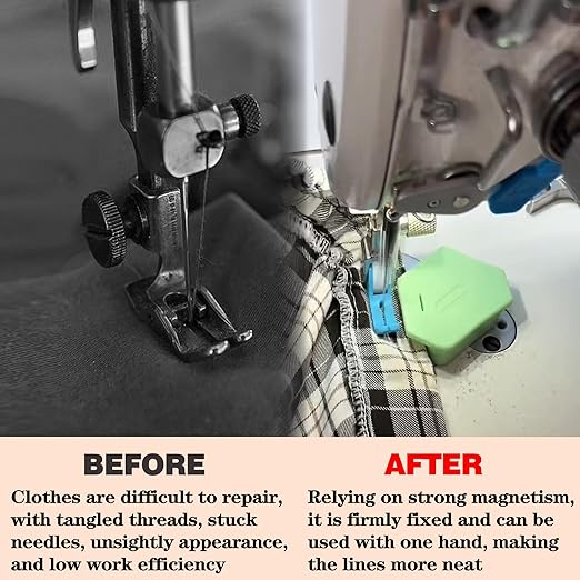 3 Pack Magnetic Seam Guide for Sewing Machine, Upgraded Multifunctional Polygonal Hemmer Guide with Scale, Universal Sewing Accessories Supplies for Magnet Making Machines (3color)
