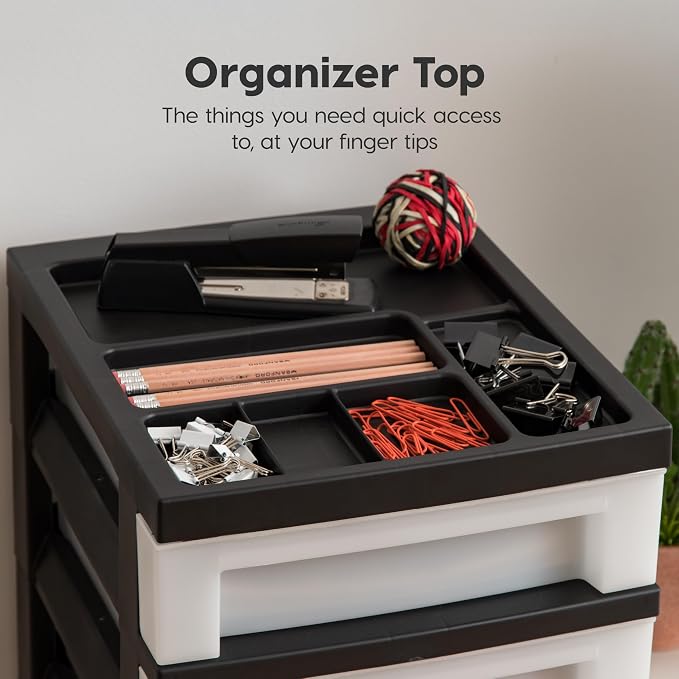 IRIS USA 7-Drawer Rolling Storage Cart, Black/Pearl