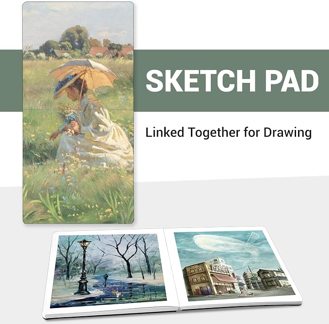 Hardcover Sketch Book, 8.3x8.3, 96 Sheets, Sketchbook for Drawing, Green | Ideal Gift For Kids Adults,200GSM Watercolor Heavyweight Lay-Flat Art Journal,Drawing pad for Adults
