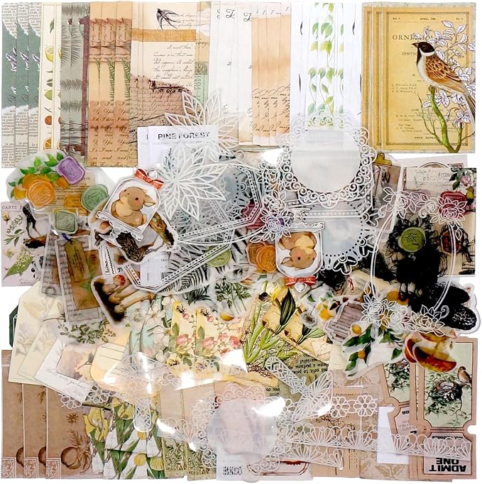 Teniinet 260 PCS Vintage Scrapbooking Supplies Kit for Beginners (Natural)