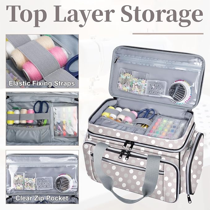 Anitor Sewing Supplies Organizer, Double Layer Sewing Storage Organizer