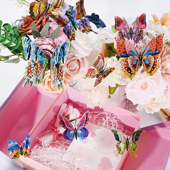 SAOROPEB 3D Butterfly Wall Decor, 24 Pcs Kaleidoscope Butterfly Decorations