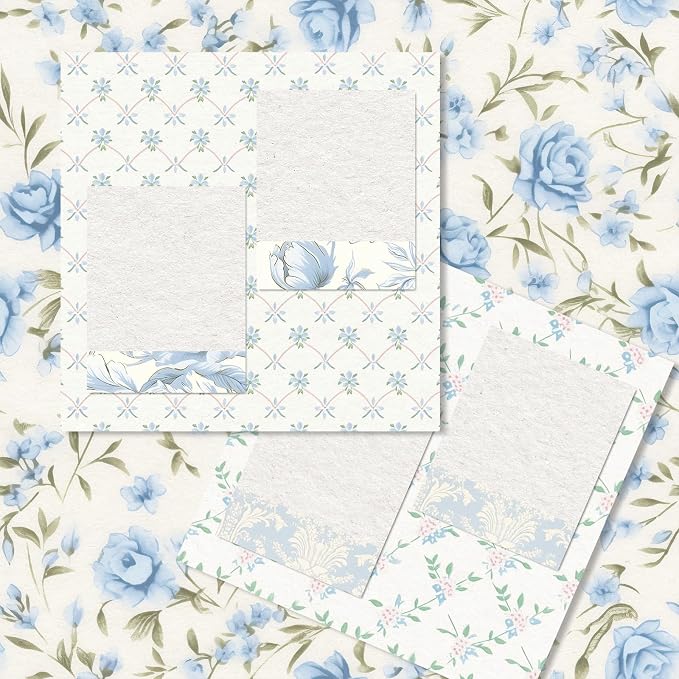 JarThenaAMCS 24 Sheet Light Blue Hydrangea Pattern Paper, 6 x 6 Inch