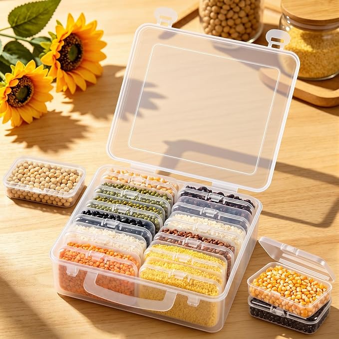VZZNN 52 Pack Bead Organizer Box (4 Large Boxes and 48 Small Boxes), Jewelry Organizers and Storage with 256 Stickers, Suitable for Home and Office Storage of Handicrafts