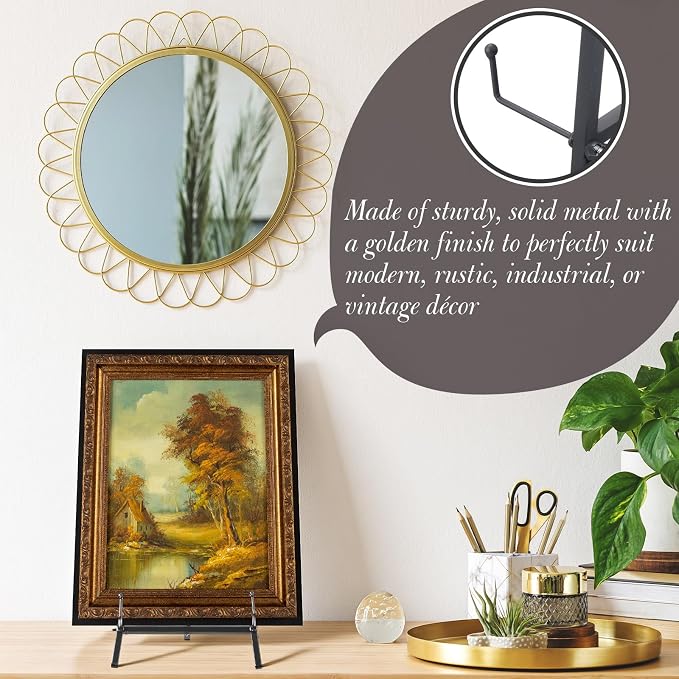 Leinuosen Metal Easel Stand 16.5" H x 8.7" W x 4.3" D Table Top Easel Stand for Display Tripod Art Picture Mirror Modern Plate Holder for Display Book Photo Wedding Sign (Grey,1 Pcs)