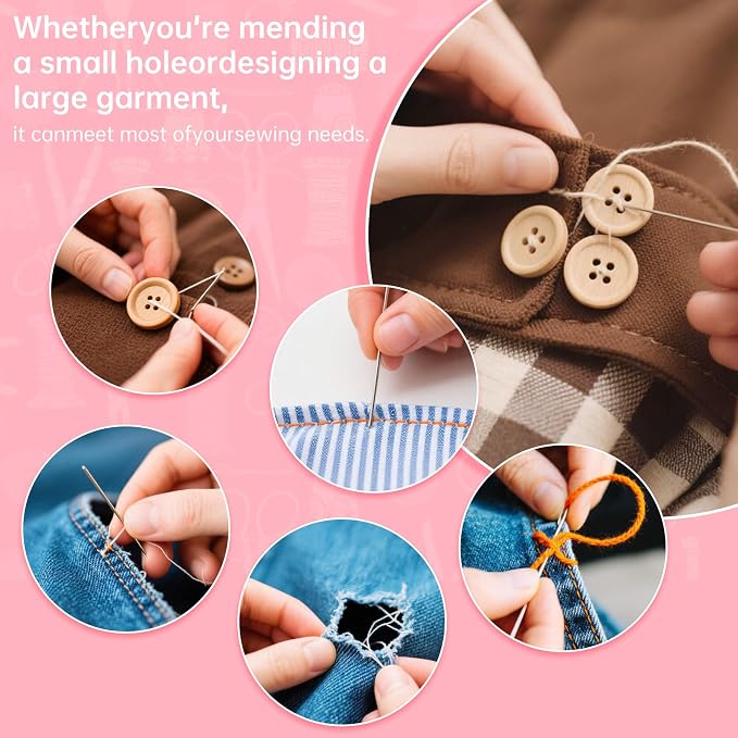Min Sewing Kit, Travel Sewing Kit with Multi-Color Threads, Scissors, Needles, Buttons, Portable Emergency Sewing Tool Set with Storage Case, Adults Sewing Repair Kit for Craft Supplies