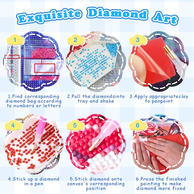 DOTSOPS 6 Pack Beach Diamond Painting Kits Art Adults Painting Kits | Crafts DIY 5D Diamond Art Packs Kits,Full for Adults,Beginner Home Wall Decoration Gift 11.8 x 15.7 Inches