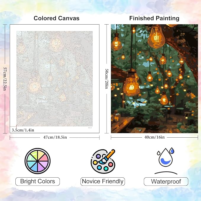 Yezavesu Paint by Numbers Kit for Adults, Scenery Adult Paint by Number Kits on Canvas Without Frame, DIY Acrylic Landscape Painting by Numbers for Home Wall Decor Gift 16x20 Inch