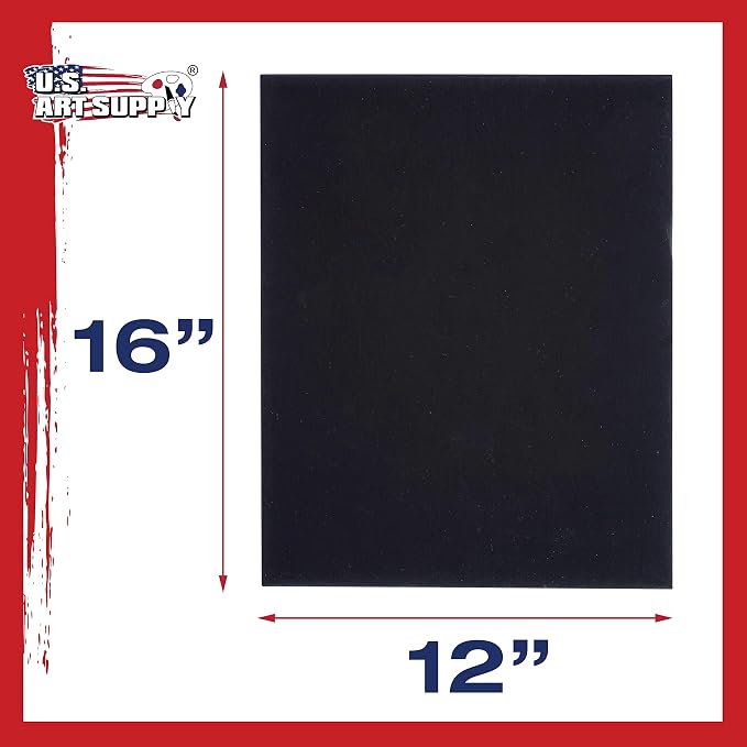 U.S. Art Supply 12 X 16 Inch Black Art Canvas Board Panels 6 Pack - 8 Ounce