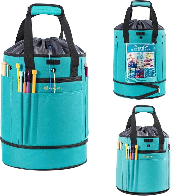MYBAGZING Expandable Crochet Organizer - Yarn & Crochet Tote with Drawstring Closure - Ideal Gift