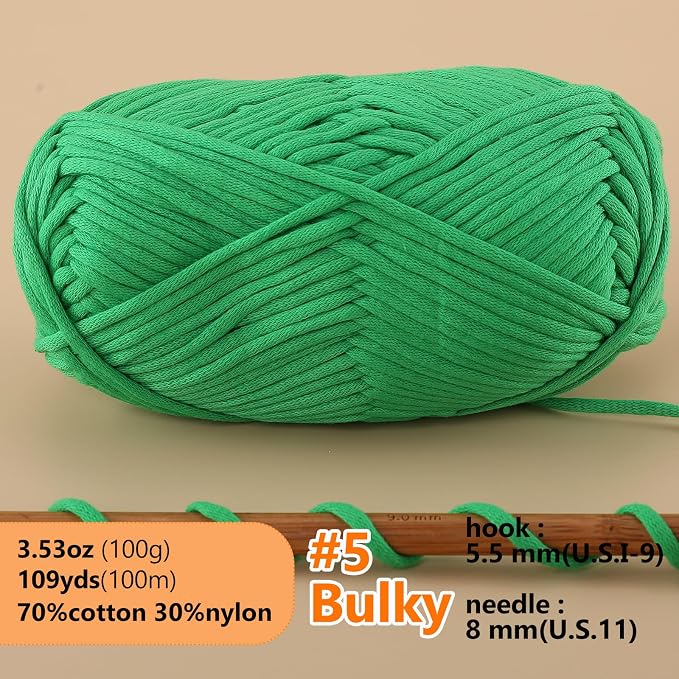 100g Soft Yarn for Crocheting,Crochet Yarn for Sweater,Hat,Socks,Blankets(Green)