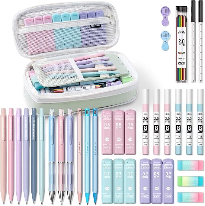 Four Candies 36PCS Mechanical Pencil Set with 624 Lead Refills (Green)