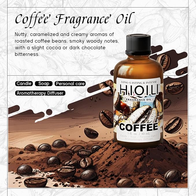 HIQILI Coffee Fragrance Oil for Candle Making & Diffusers Use - 1 Fl Oz