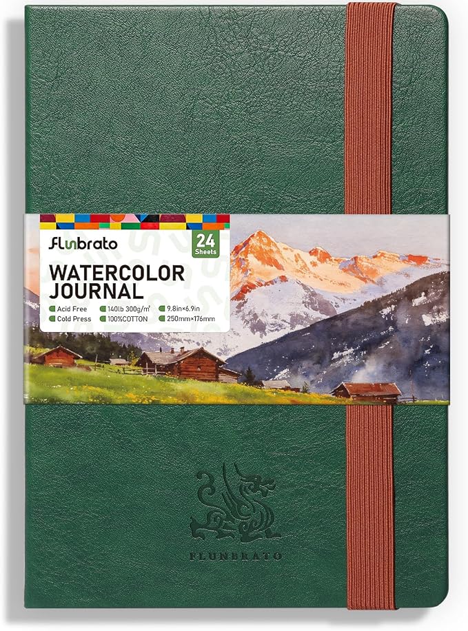 FLUNBRATO Artist-Grade Watercolor Sketchbook,100% Cotton, 6.9 x 9.8 in