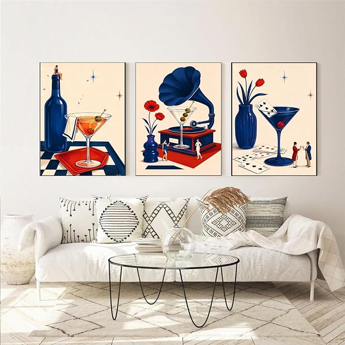 cupmod 6 Packs Cocktail Paint by Numbers Kit for Adults Beginners,8x10 Inch Adult Paint by Number Kits on Canvas, Cocktail DIY Acrylic Oil Number Painting Kits for Adults, Perfect for Gift Home Decor