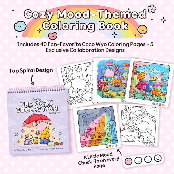 Ohuhu × Coco Wyo Coloring Set 48 Alcohol Markers& Coloring Book Brush& Fine | Co-branded Coloring Kit, 48-color Dual Tips Honolulu B, for Adults Beginners Artists Cozy Coloring, Great Gift Idea