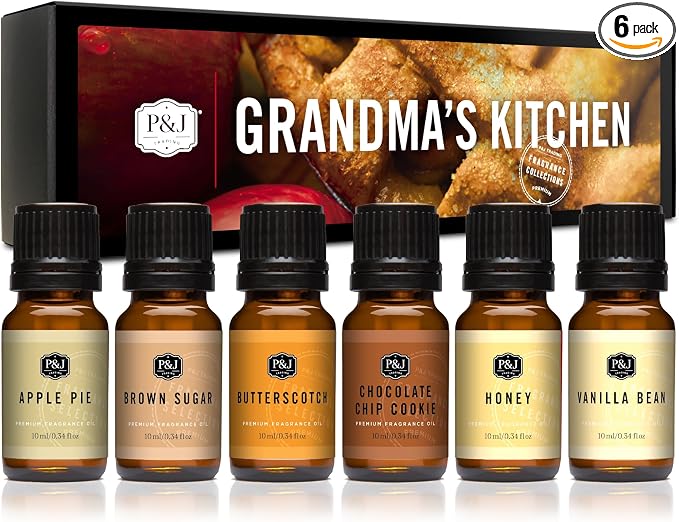 P&J Trading Fragrance Oils Set of 6, Grandma's Kitchen | Fragrance Oils for Diffusers for Home, Scents for Candle Making, Soap Making, Car Diffuser, Essential Home Gift Set