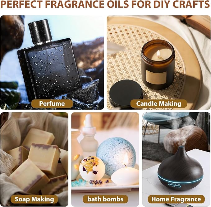FUHITIM Fragrance Essential Oils Gentlemen's Set（6 * 10ML） | The Essential Oil Used for Candle Making,Soap Making Fragrance and Aromatherapy Machine Fragrance Contains 6 Different Scents