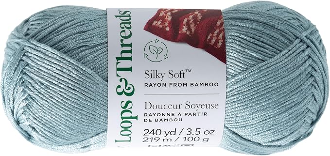Loops & Threads Silky Soft Yarn - Yarn for Knitting, Crochet, Weaving, and Arts & Crafts - Blue, Bamboo, 3.5 oz