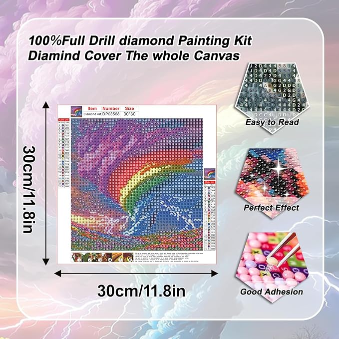 AIBOERL Diamond Art Kits for Adults,Rainbow Diamond Painting Wall Decor | Round Drill Scenery Diamond Painting for Beginners DIY Rhinestone 5D Diamond dots(Gemstone Craft)Wall Art Gift 12x16IN