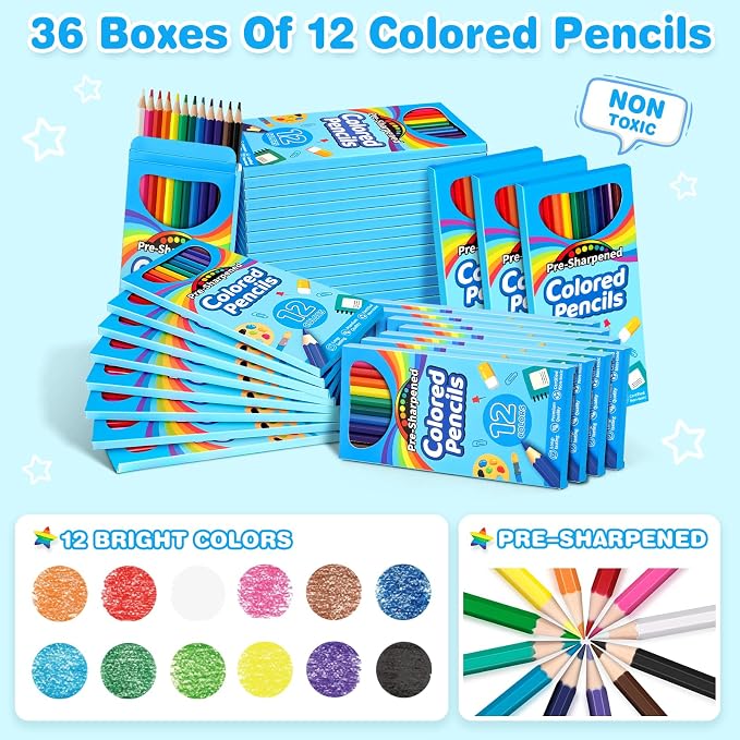 Jyusmile 1152 Count Colored Pencils Bulk, 96 Pack Coloring Pencils for Kids | 12 Assorted Colors, Pre-sharpened, Back to School Supplies for Teachers, Classroom Prizes, Drawing Art Supplies