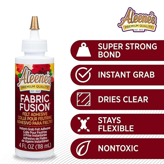 Aleene's Fabric Fusion Felt Adhesive, Instant Grab, Nontoxic, Dries Clear and Flexible, Strong Bond on Felt