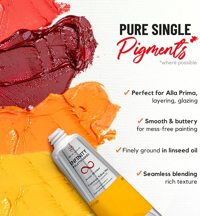 ZenART Professional Oil Paint Set - Artist Grade Primary Colors - 8x50ml | Essential Palette - Non-Toxic Large Tubes, Buttery Consistency, Rich Pigments, Lightfast Oil Paints for Artists & Beginners