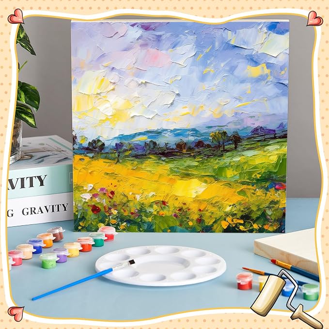 Barydat 24 Pcs Wood Panels for Painting 8'' x 8'' Unfinished Wood Canvas Board Artist Wall 0.79'' Deep Wooden Cradled Panels for DIY Crafts, Easel Display, Painting Pouring Arts Use with Oils, Acrylic