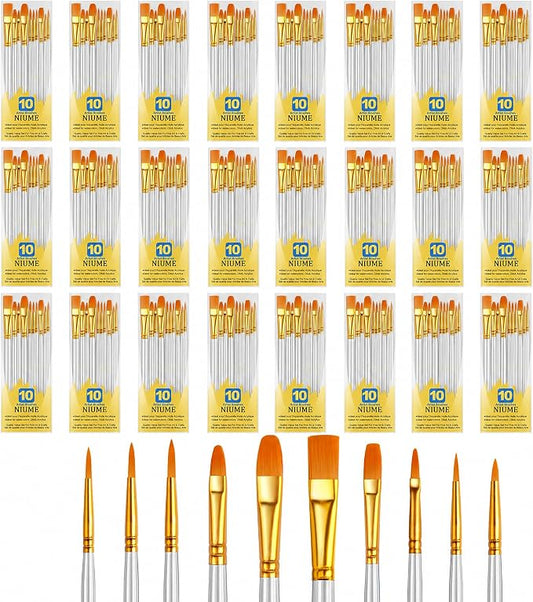 Acrylic Paint Brushes Set, 240Pcs Round Pointed Tip Artist Paintbrushes for Acrylic Painting Oil Watercolor Canvas Boards Rock Body Face Nail Art, Halloween Pumpkin Ceramic Crafts Supplies，White