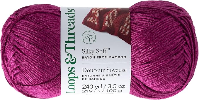 Loops & Threads Silky Soft Yarn - Yarn for Knitting, Crochet, Weaving, and Arts & Crafts - Boysenberry, Bamboo, 3.5 oz
