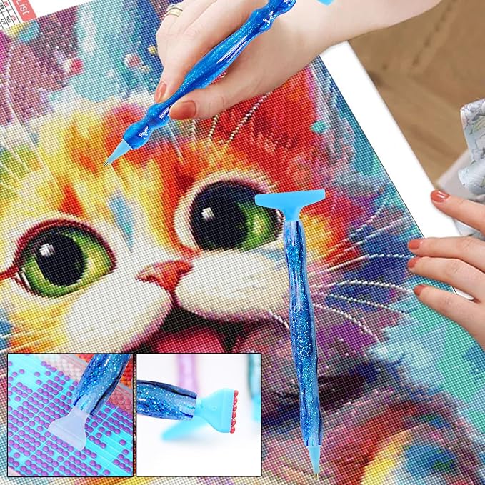 ZYNYXY 16PCS Ergonomic Diamond Art Pens Kits, Resin Diamond Painting Pen with Multifunctional Plastic Screw Thread Tips for 5D Diamond Painting (Starry Blue A)