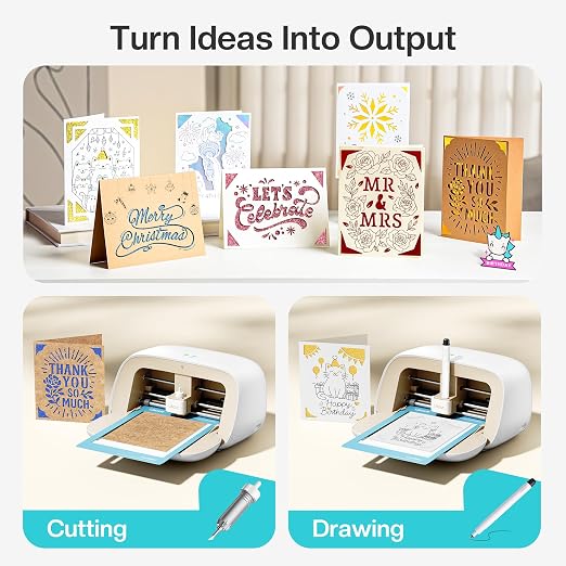 Likcut Vinyl Cutter Machine, Cardstock Bundle, 4.5" Die Cutting Machine | Complete Cardmaking Bundle Included, AI Ready-to-Make, Snap to Sticker, Compact & Portable Design, DIY Cards & Stickers