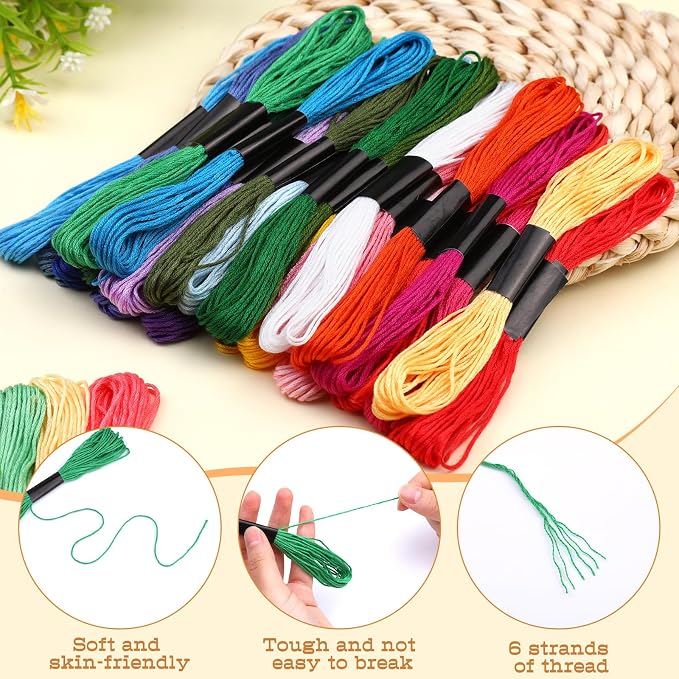 50 Skeins Embroidery Floss, Cross Stitch Threads Friendship Bracelet String | Beading Cords Embroidery Thread String for Bracelet Making, Craft Floss for Cross Stitch Crafts
