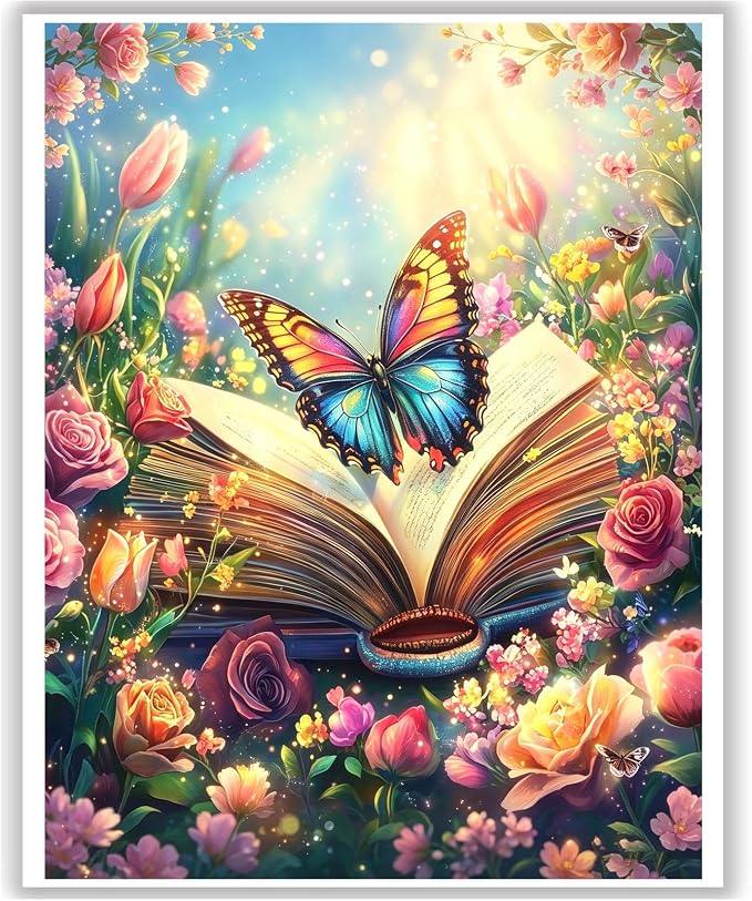 Book Paint by Numbers Kit for Adults, Paint by Number for Adults 16x20 Inch | Adult Paint by Number Kits on Canvas, DIY Acrylic Oil Easy Painting by Numbers for Home Wall Decor Frameless