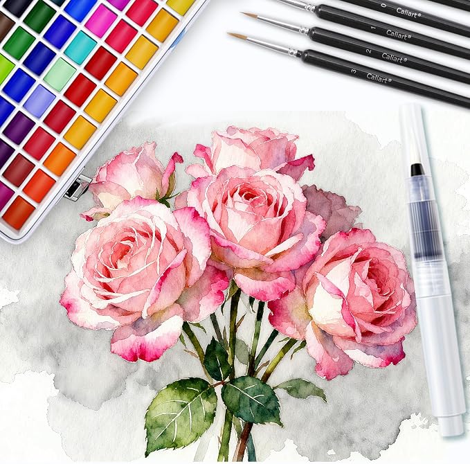 Caliart 168 Colors Watercolor Paint Set, Portable Art Supplies Palette Kit | Water Color Paints with Detail Paintbrush, Art Coloring Painting Gifts for Adults Professionals Beginners Artists