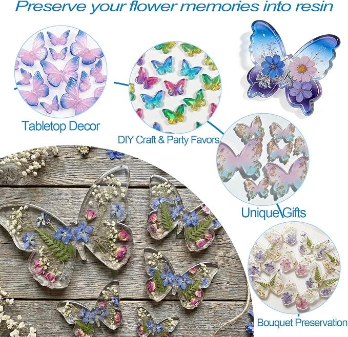 Butterfly Resin Molds, 3D Figurine Silicone Molds for Epoxy Resin | Flexibility Butterfly Molds for Resin Casting, Candle Making, Flower Bouquet Preservation, Insect Specimen, Soap, Gypsum