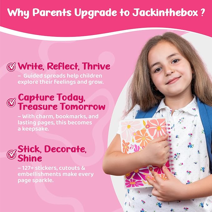 jackinthebox Happy Journal Kit for 8-12 Year Old Girls, Craft Scrapbook Set