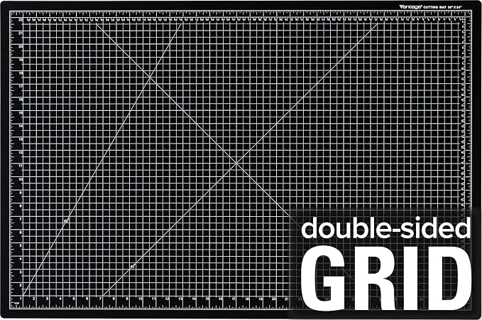 Dahle Vantage 10793 Double-Sided Premium Self-Healing Cutting Mat, 24"x36", 1/2" Grid, 5 Layers for Max Healing, Perfect for Crafts & Sewing, Black