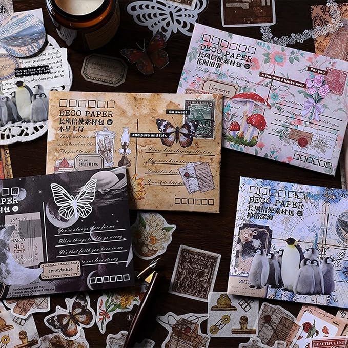Esweny 100 PCS Vintage Ephemera Pack Journaling Scrapbooking Supplies Scrapbook Sticker Paper Kit for Junk Journal Planners Collage Craft Notebooks Decoupage Album (Flowers)
