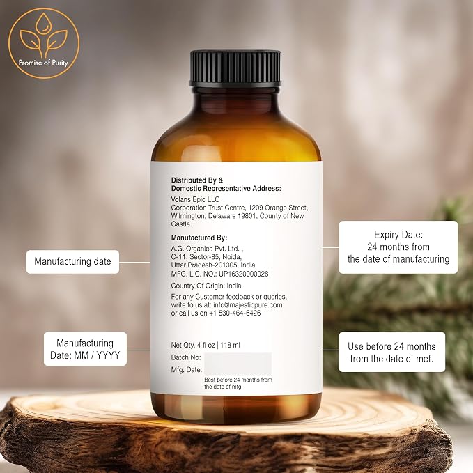 Majestic Pure Cedarwood Essential Oil for Diffuser - 4 Fl Oz | 100% Pure and Natural Essentials Oils for Aromatherapy, Massage, Steam inhalation, Soap and Candle Making, Cedarwood Oil