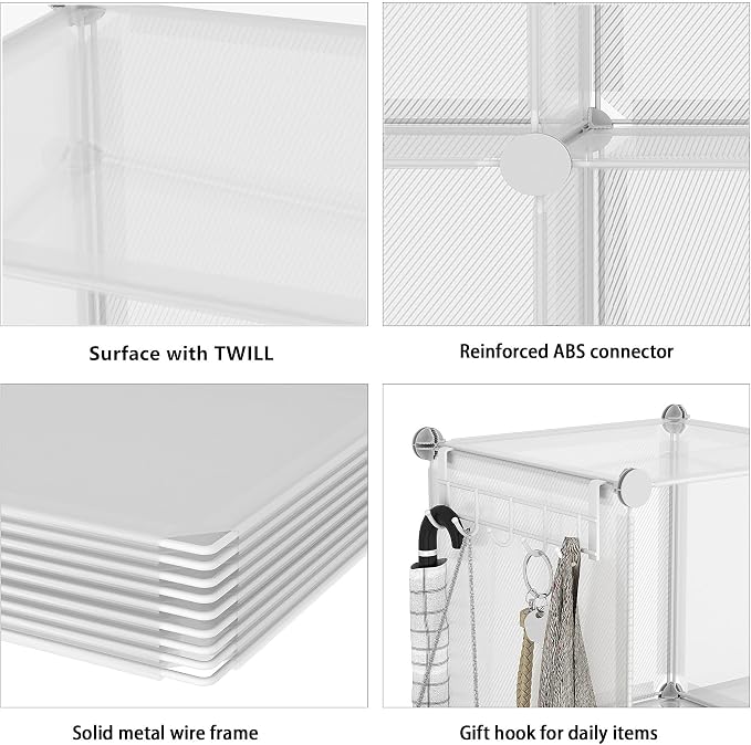AWTATOS Closet Organizers, 12 Cube Storage Organizer, Transparent Twill