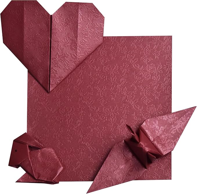 100 Origami Paper Sheets Paper Pack Paper Flower Pattern, Embossing, Pearl Coating for Folding Paper, Origami Cranes,Scrapbook (Red, 6x6 inches)