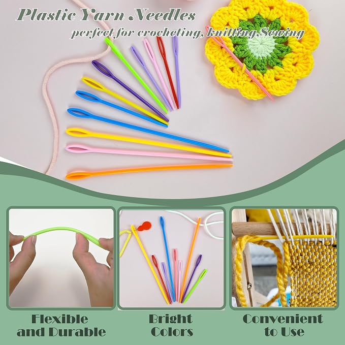 DeliaVo 200Pcs Stitch Markers for Crocheting and 9Pcs Yarn Needles Kit