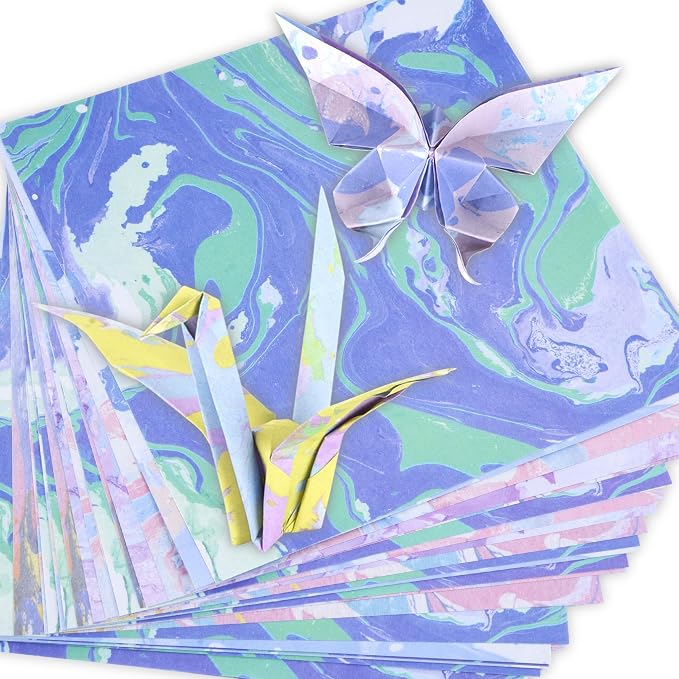 Origami Paper Kit 100 Sheets, 6x6 Inch Double Sided 40 Vivid Colored Paper | 70GSM Colorful Paper,40 Different Pattern Origami Kit,DIY Hand Crafts,Arts Creativity,Easy to Fold,No-Fading.Watercolor Cat