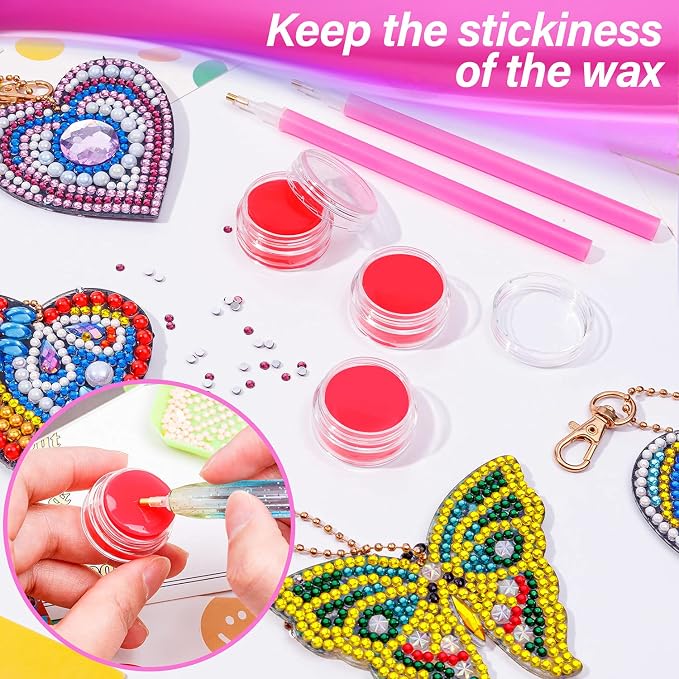 SYWHXY 20 Pack Diamond Art Wax Refills with Storage Container, DIY Wax for Diamond Painting, Red Accessories and Tools