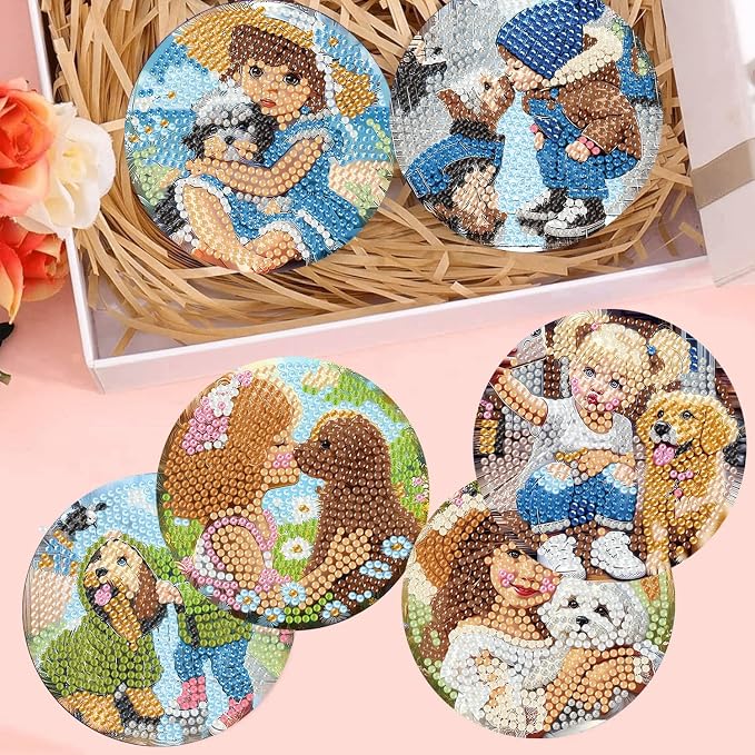 Diamond Art Kits for Adults Beginners, 8 Pcs Diamond Painting Coasters Kits